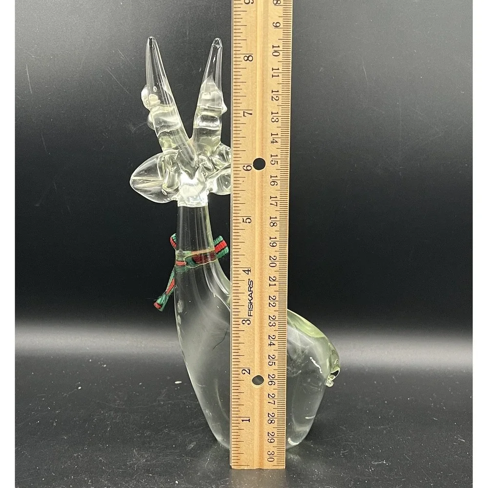 Vintage Enesco Clear‎ Glass Christmas Reindeer Figurine 8